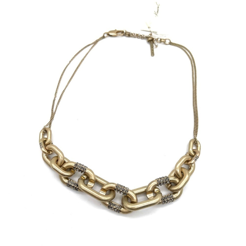 Kenneth Cole Reaction Chunky  Chain w/ Rhinestone accent Gold Tone Chain NWT